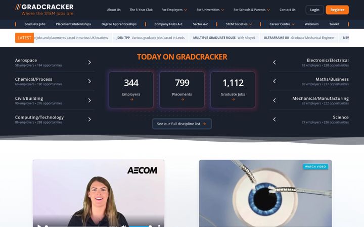 Ekrano kopija gradcracker.com