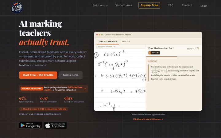 Screenshot of graded.pro