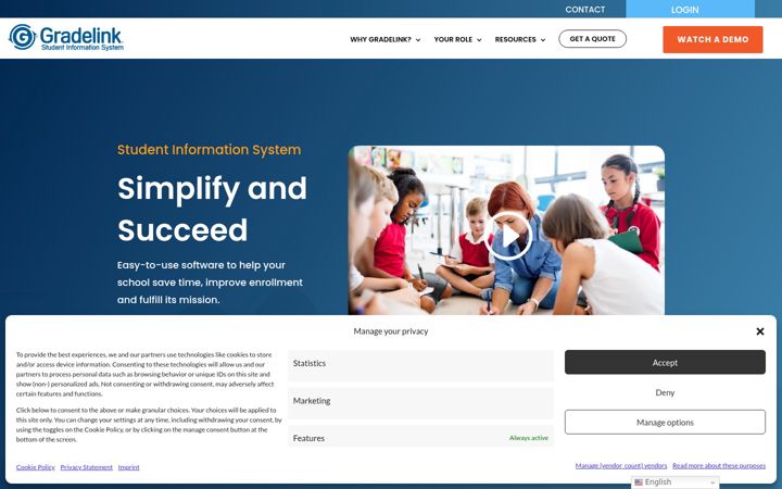 Screenshot of gradelink.com