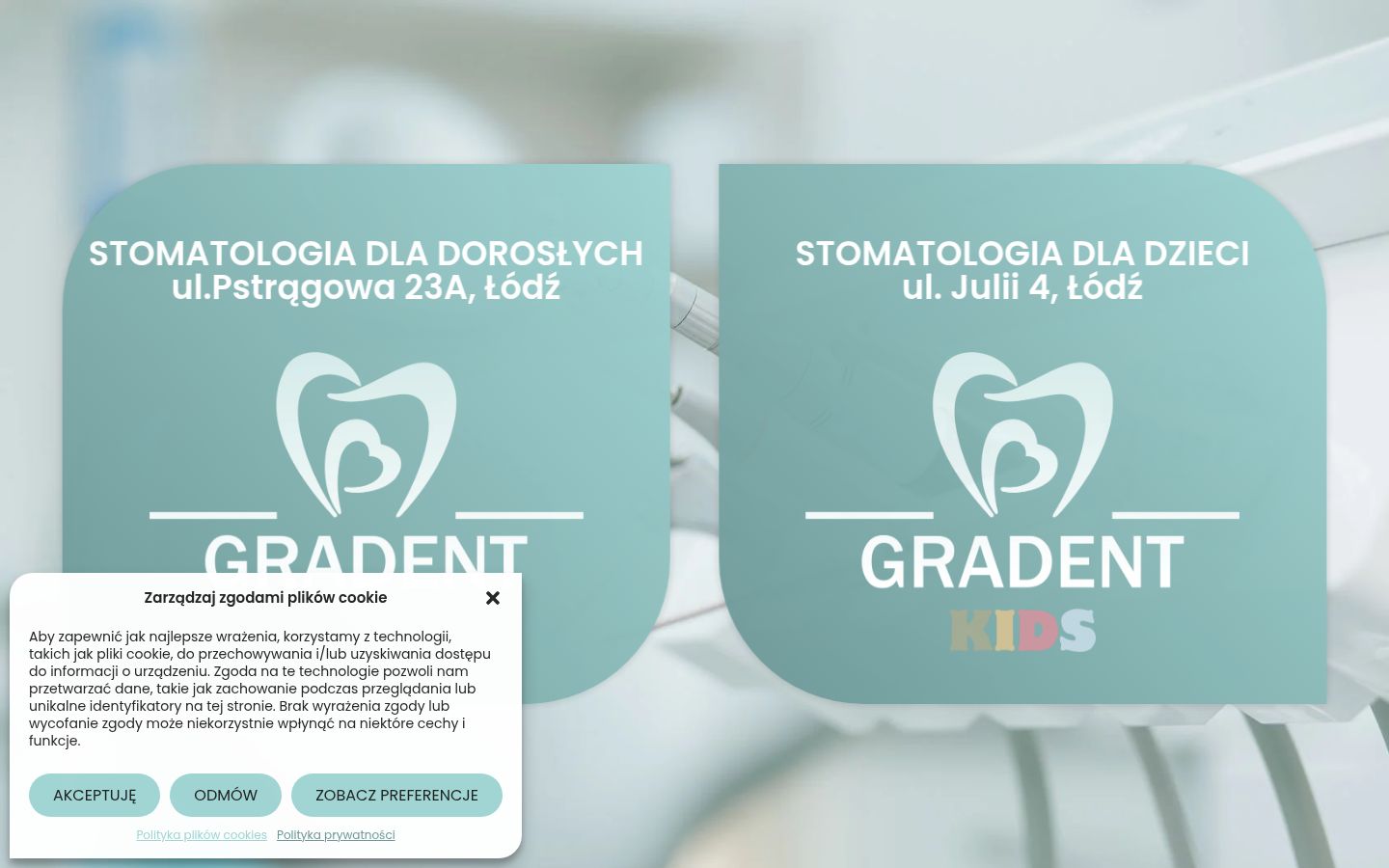 Zrzut ekranu banera zgody wyświetlanego przed jakąkolwiek interakcją