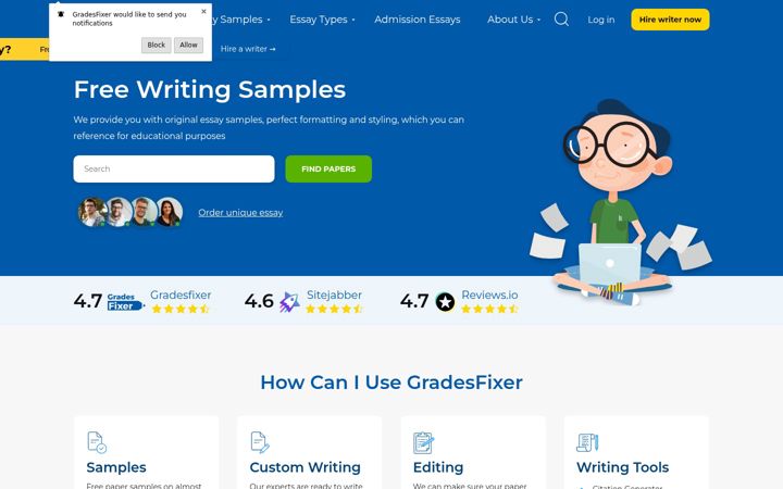 Screenshot of gradesfixer.com