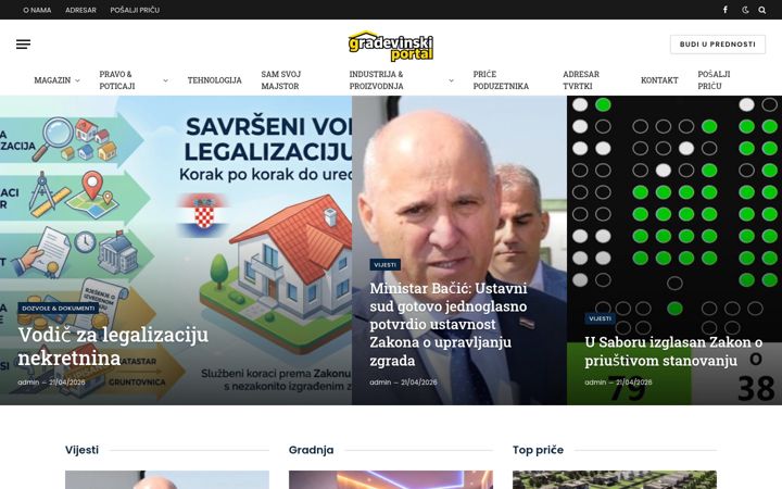 Screenshot of gradevinski-portal.com