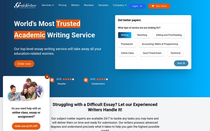 Screenshot of gradewriters.com