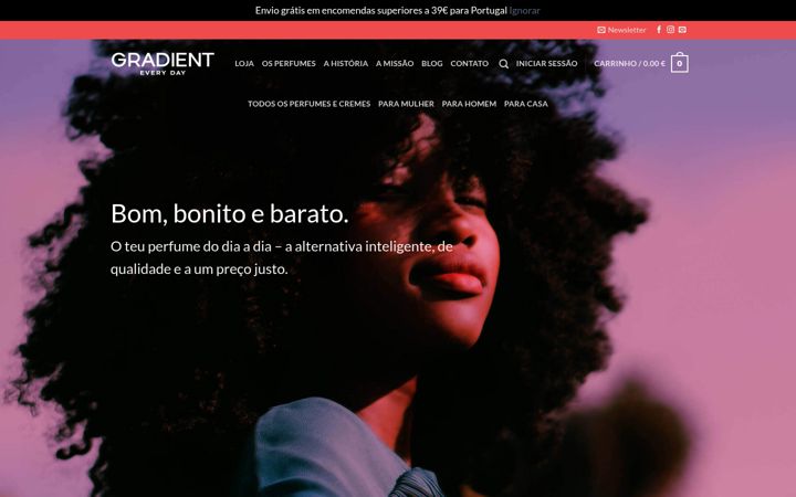Screenshot of gradientperfumes.com