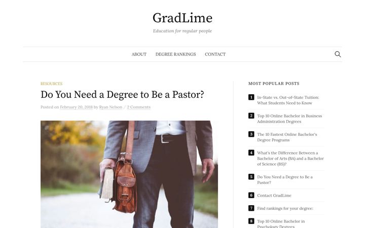 Screenshot of gradlime.com