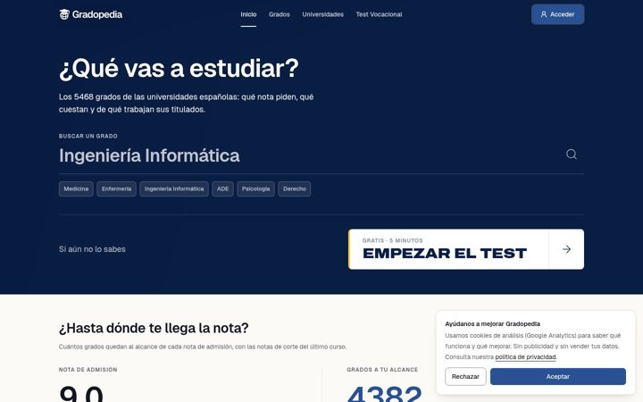 Screenshot of gradopedia.es