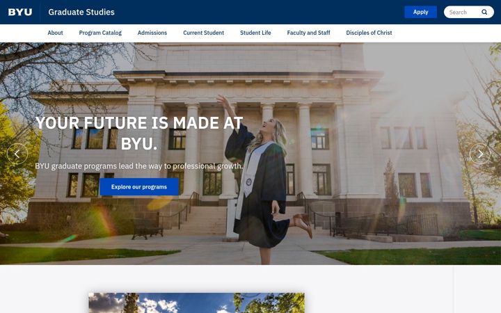 Screenshot of gradstudies.byu.edu