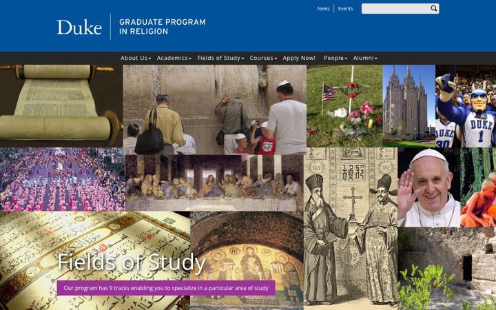 Screenshot of graduateprograminreligion.duke.edu