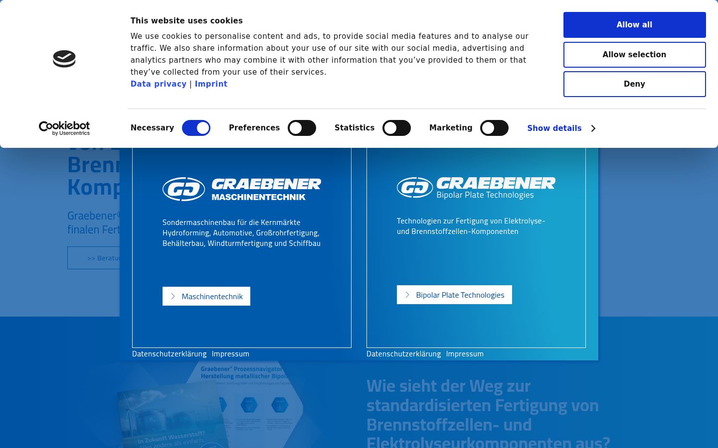Screenshot des Einwilligungsbanners vor jeglicher Interaktion