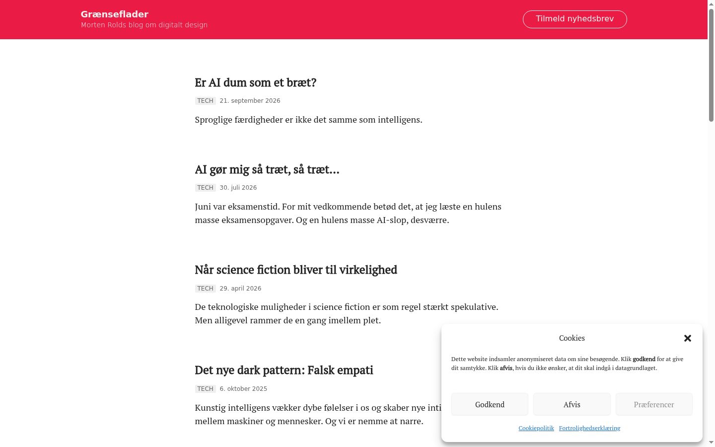 Skärmbild av samtyckesbannern som visades före någon interaktion