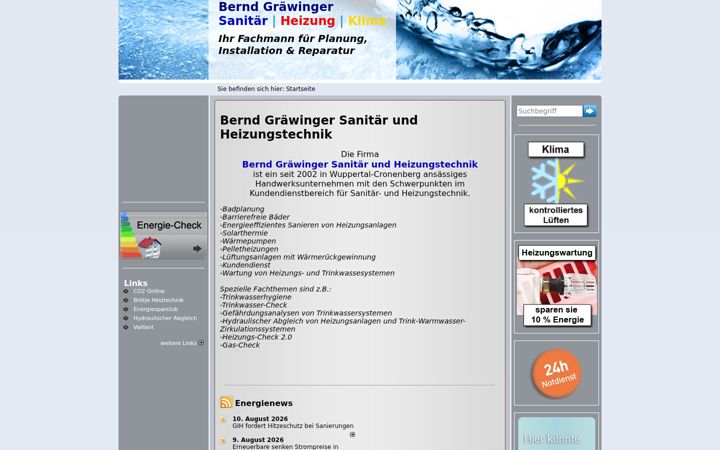 Screenshot of graewinger-shk.de