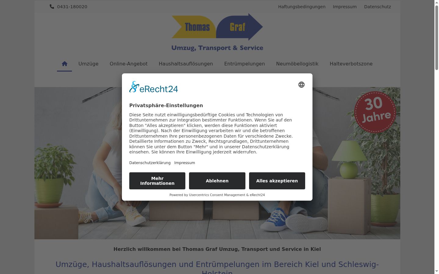 Capture d'écran de la bannière de consentement affichée avant toute interaction