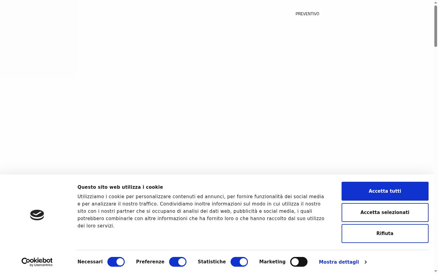 Screenshot del banner di consenso mostrato prima di qualsiasi interazione
