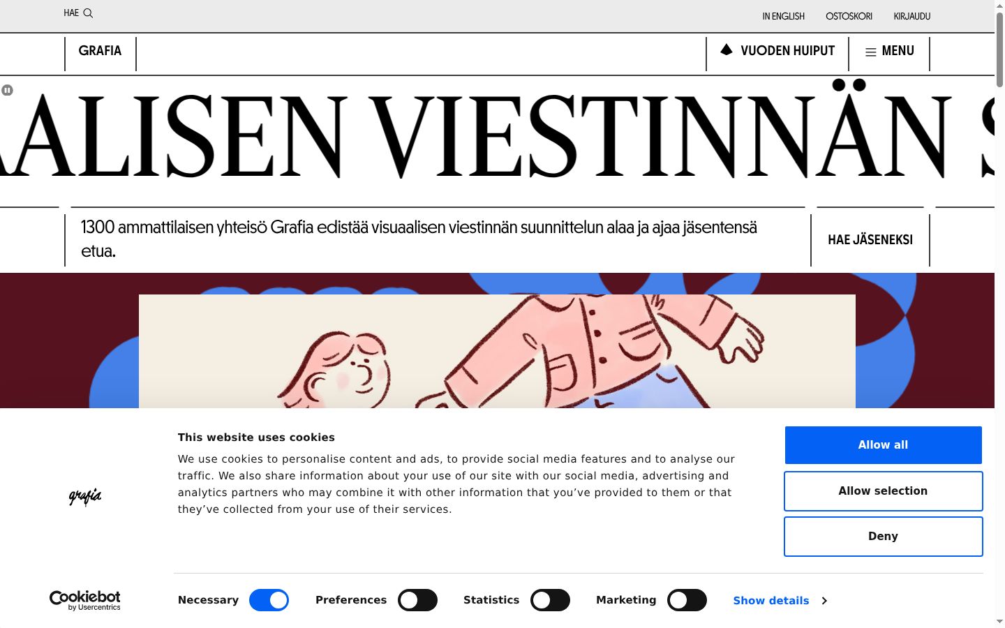 Ekrānuzņēmums ar piekrišanas baneri, kas tika rādīts pirms jebkādas mijiedarbības