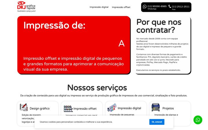 Screenshot of graficadkj.com.br