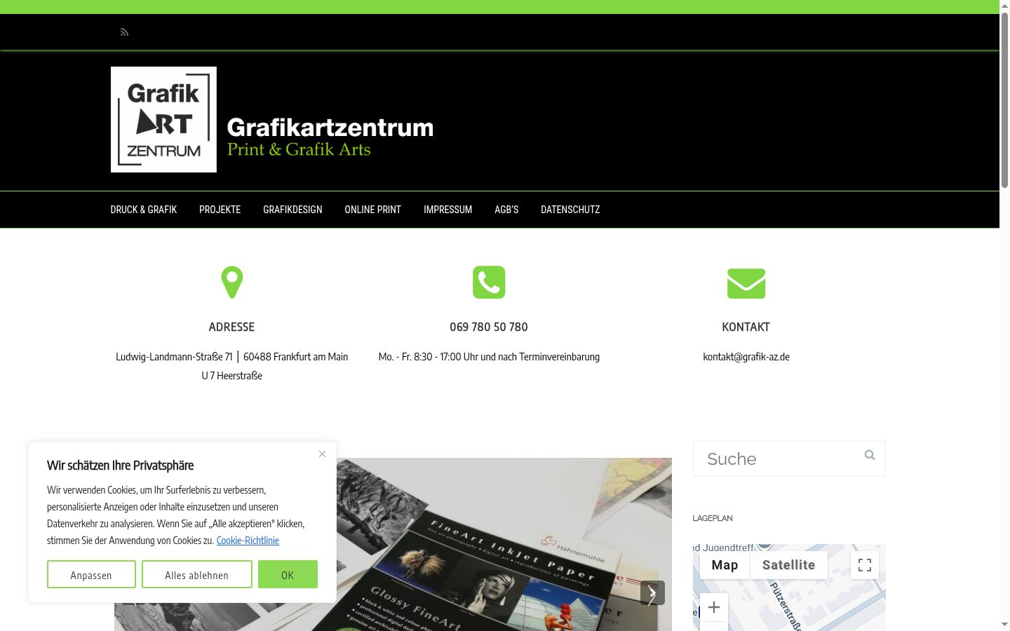 Screenshot des Einwilligungsbanners vor jeglicher Interaktion