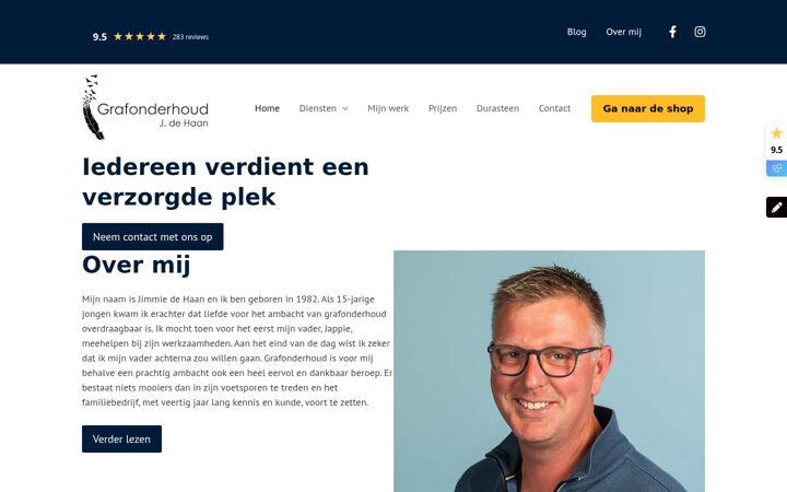 Screenshot of grafonderhoudjdehaan.nl