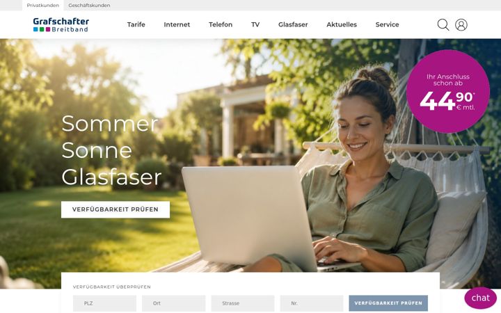 Screenshot of grafschafter-breitband.de