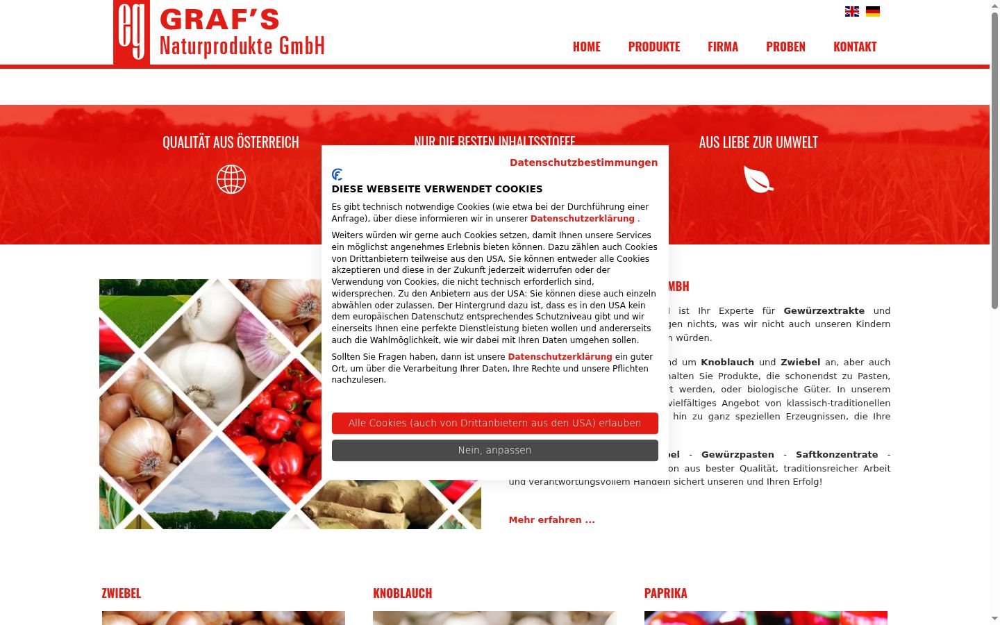 Screenshot des Einwilligungsbanners vor jeglicher Interaktion