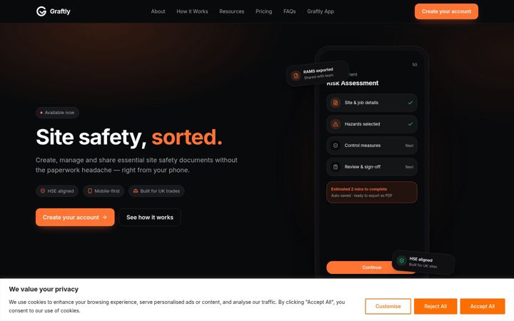 Screenshot of graftly.co.uk