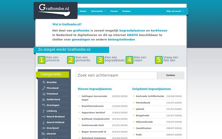 Screenshot of graftombe.nl
