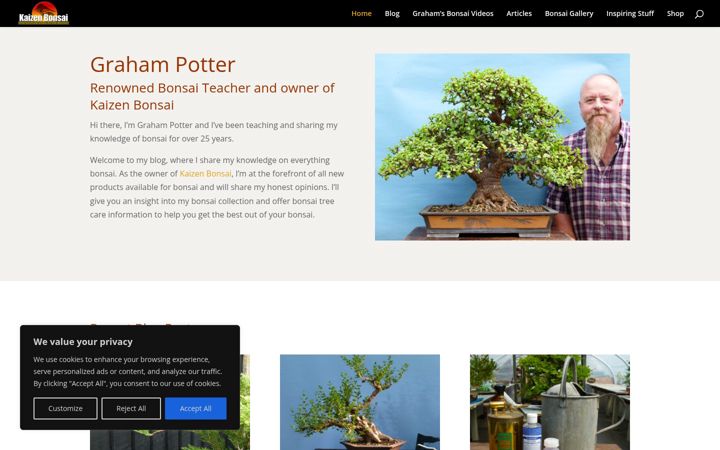 Screenshot of grahampotterbonsai.com