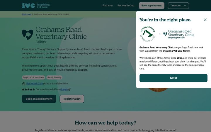 Screenshot of grahamsroadvets.co.uk