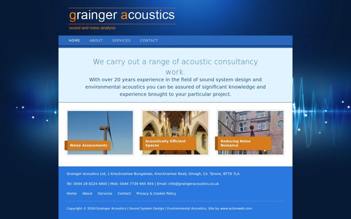 Screenshot of graingeracoustics.co.uk