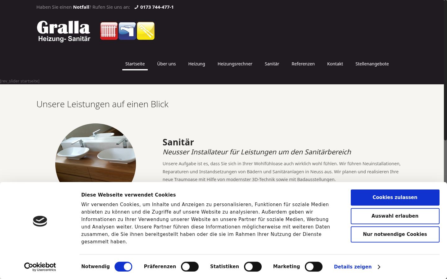 Screenshot des Einwilligungsbanners vor jeglicher Interaktion