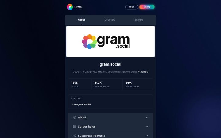Screenshot of gram.social