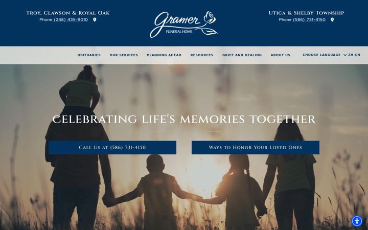 Screenshot of gramerfuneralhome.com