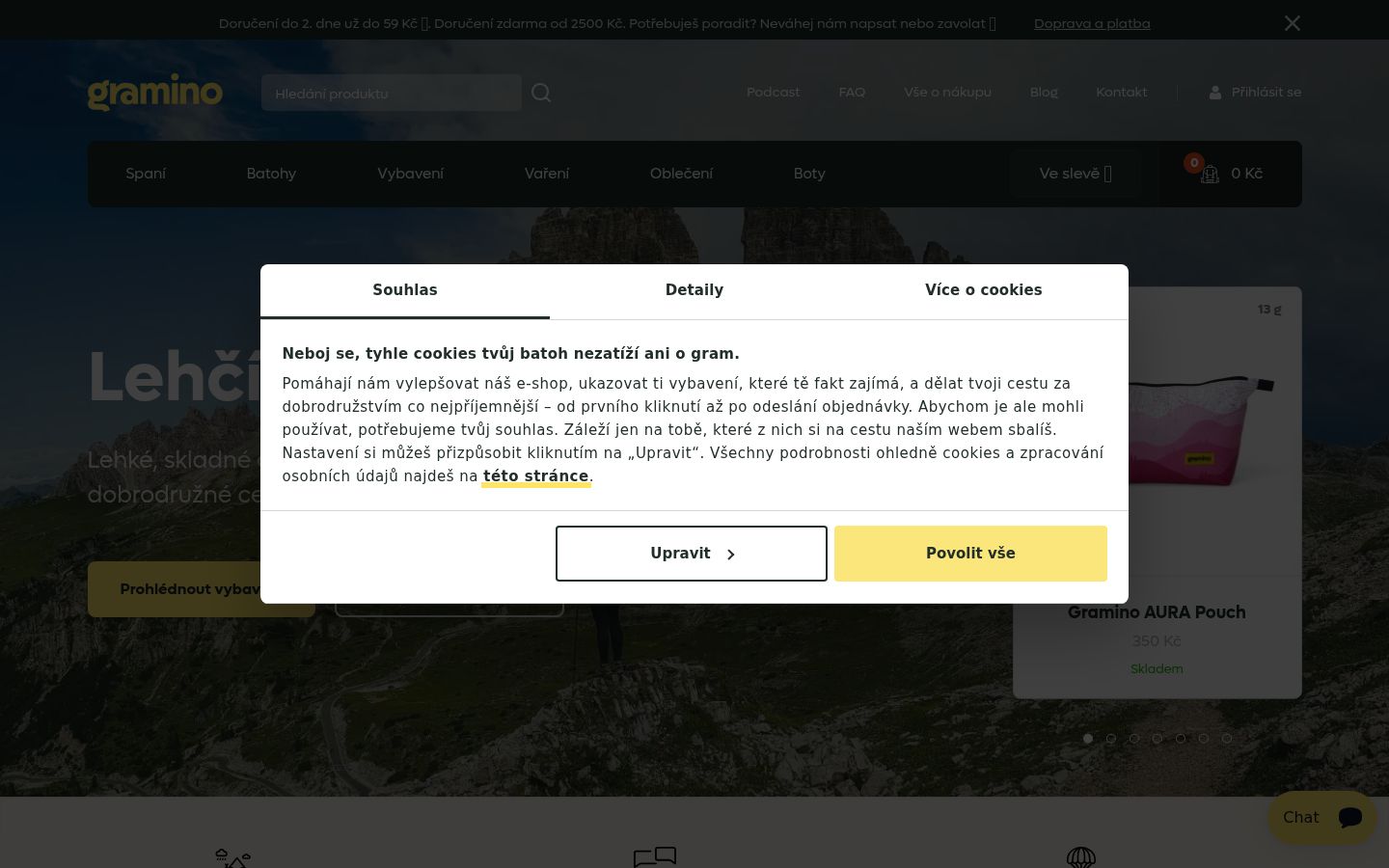 Screenshot del banner di consenso mostrato prima di qualsiasi interazione