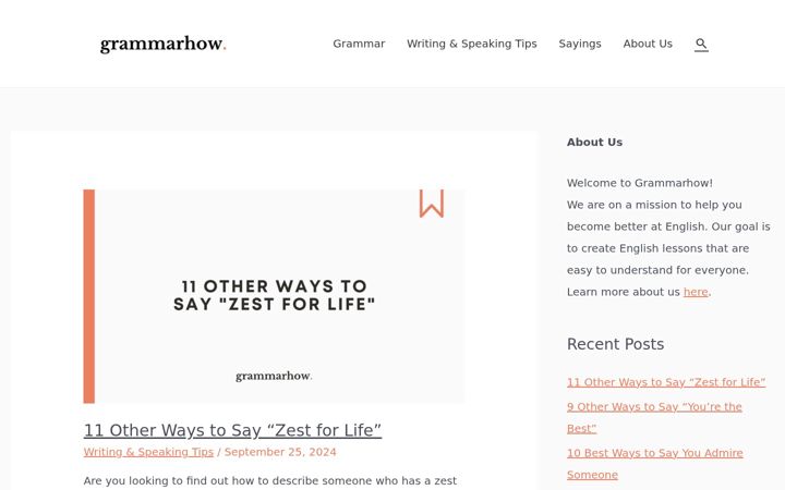 Screenshot of grammarhow.com