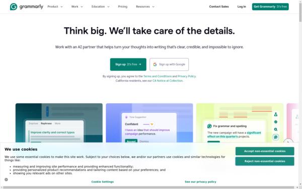 Screenshot of grammarly.com
