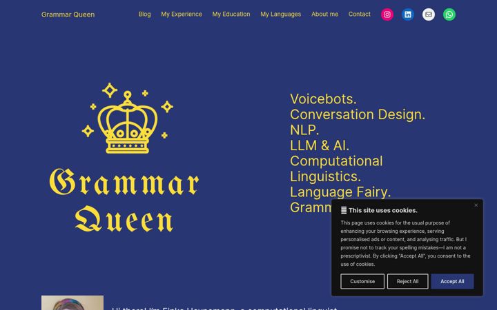 Screenshot of grammarqueen.me