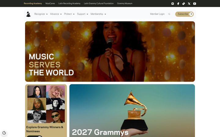 Screenshot of grammy.com