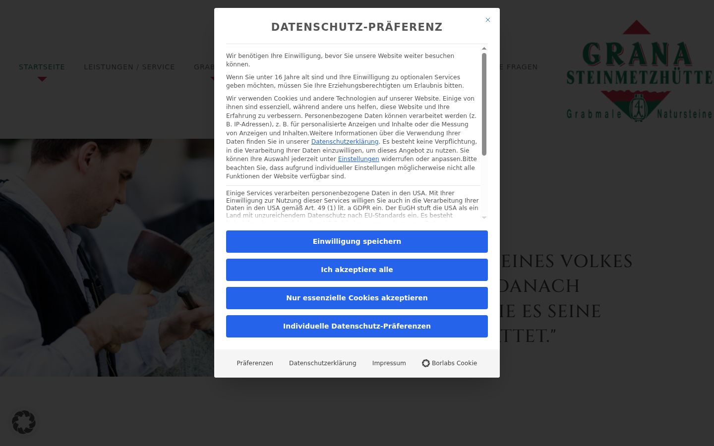 Screenshot of the consent banner shown before any interaction