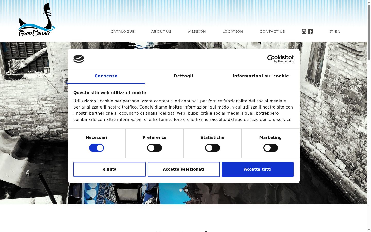 Screenshot del banner di consenso mostrato prima di qualsiasi interazione