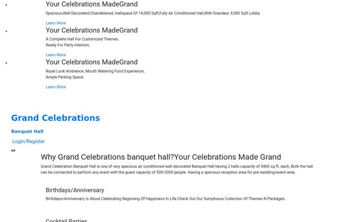 Screenshot of grandcelebrationbanquet.com