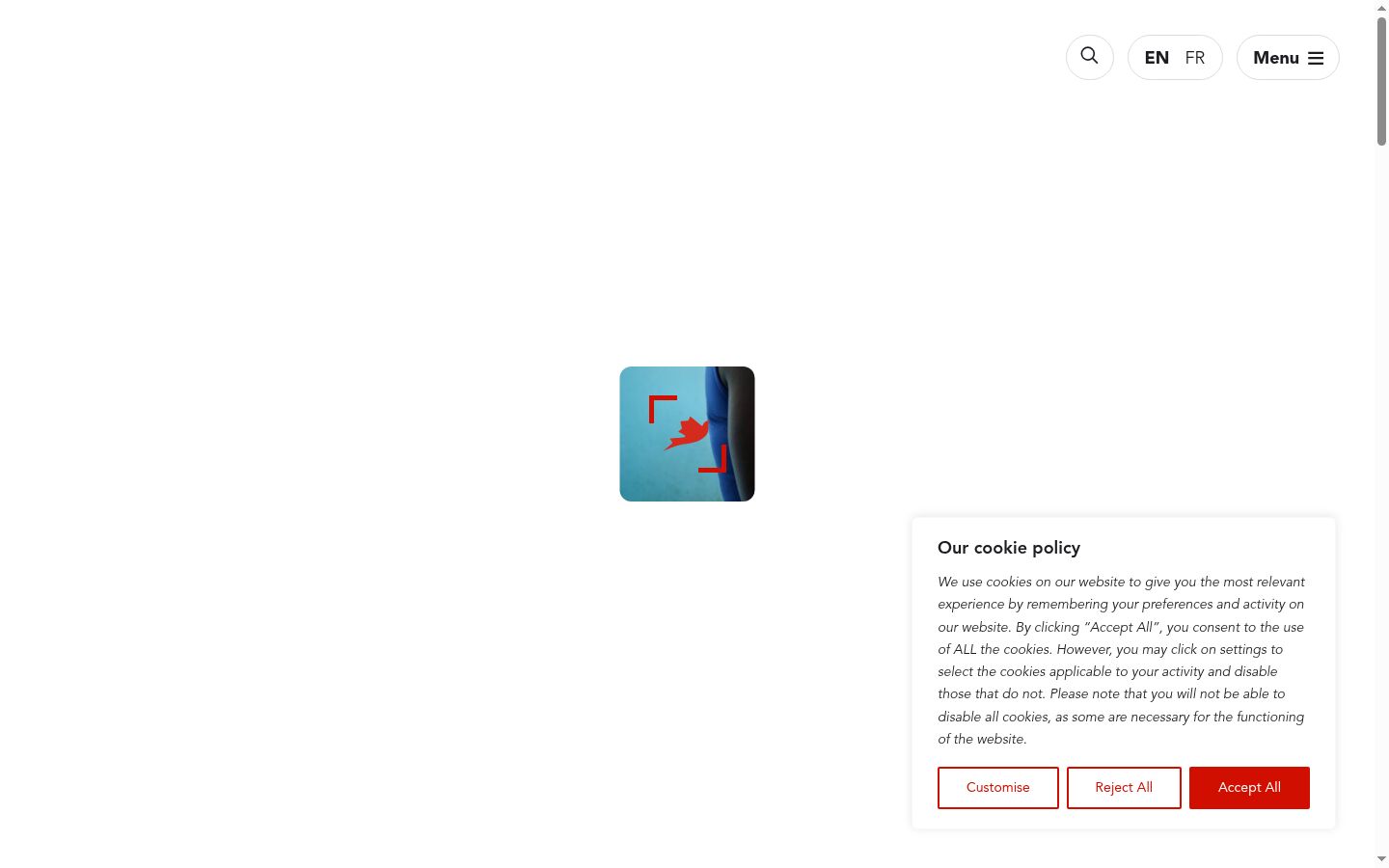 Screenshot del banner di consenso mostrato prima di qualsiasi interazione