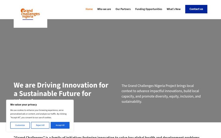 Screenshot of grandchallengesnigeria.org