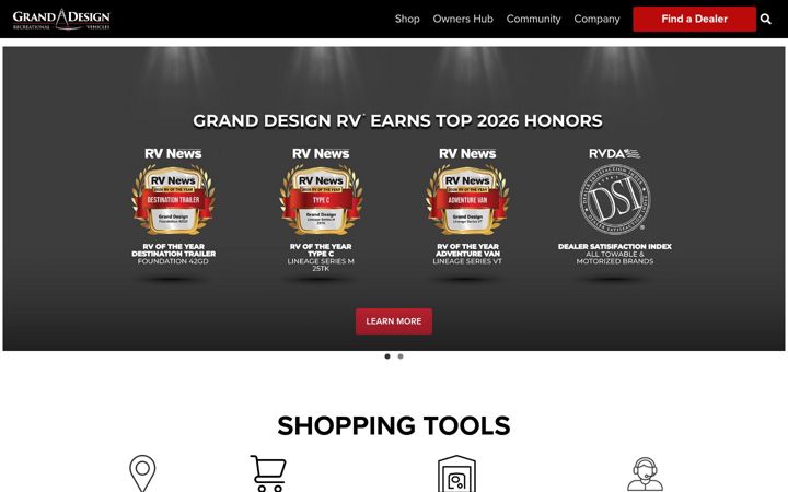 Screenshot von granddesignrv.com