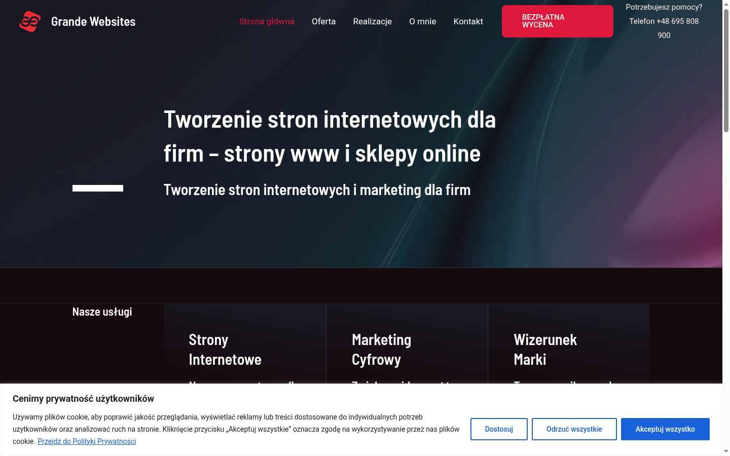 Screenshot del banner di consenso mostrato prima di qualsiasi interazione