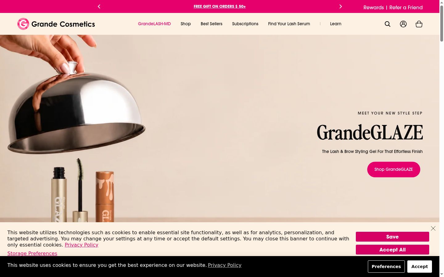Screenshot del banner di consenso mostrato prima di qualsiasi interazione