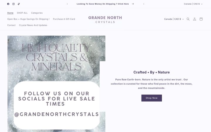 Screenshot of grandenorthcrystals.ca