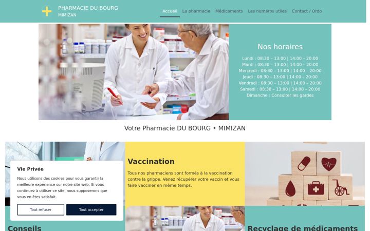 Screenshot of grandepharmaciedemimizan-40200.fr