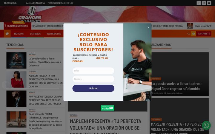 Screenshot of grandeslanzamientos.com.co