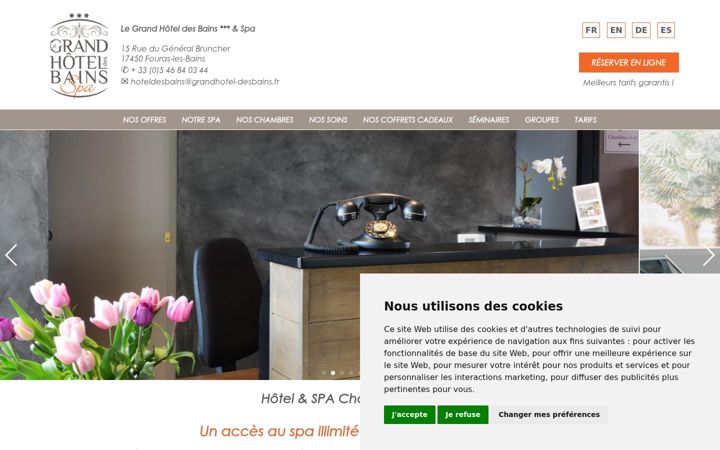 Screenshot of grandhoteldesbains.be