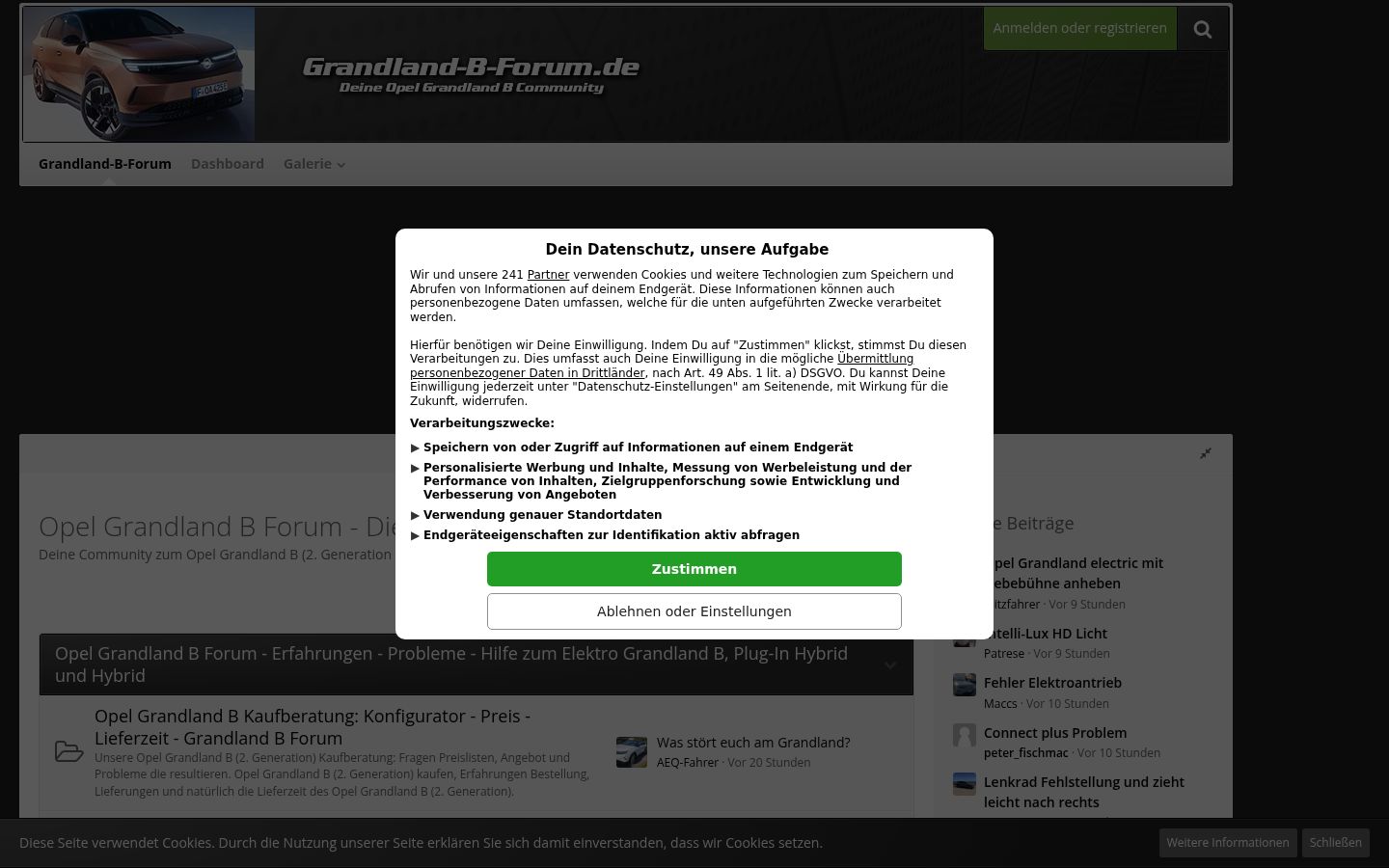 Screenshot tal-banner tal-kunsens muri qabel kwalunkwe interazzjoni