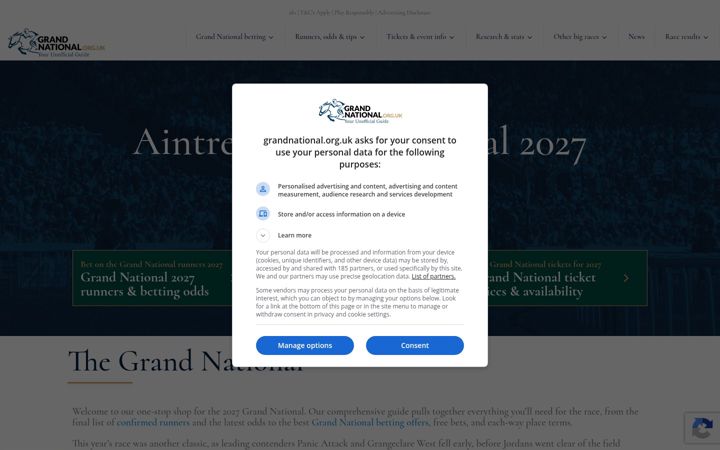 Screenshot ta' grandnational.org.uk